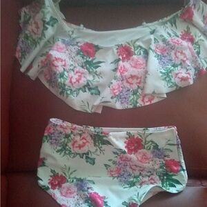 River island off the shoulder two piece bathing suit medium high waist bikini